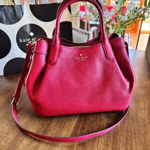 Kate Spade New York Dumpling Large Satchel Crossbody Purse - Red Jam (K8134)